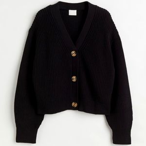 Relaxed-fit cropped cardigan sweater, NWT